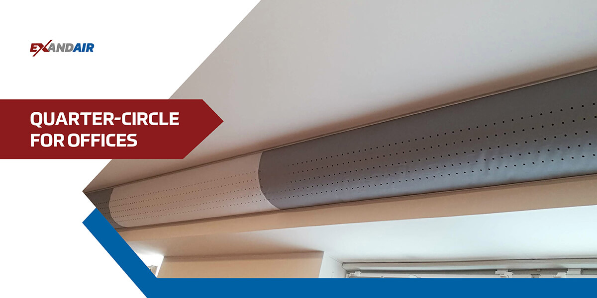 Textile quarter-circle air duct for office environments